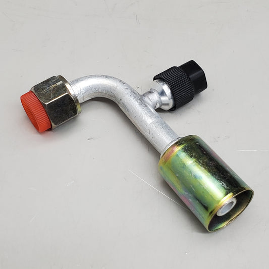 GA Beadlock A/C Fitting Crimp On Female O Ring  90 degree W 1/4" port