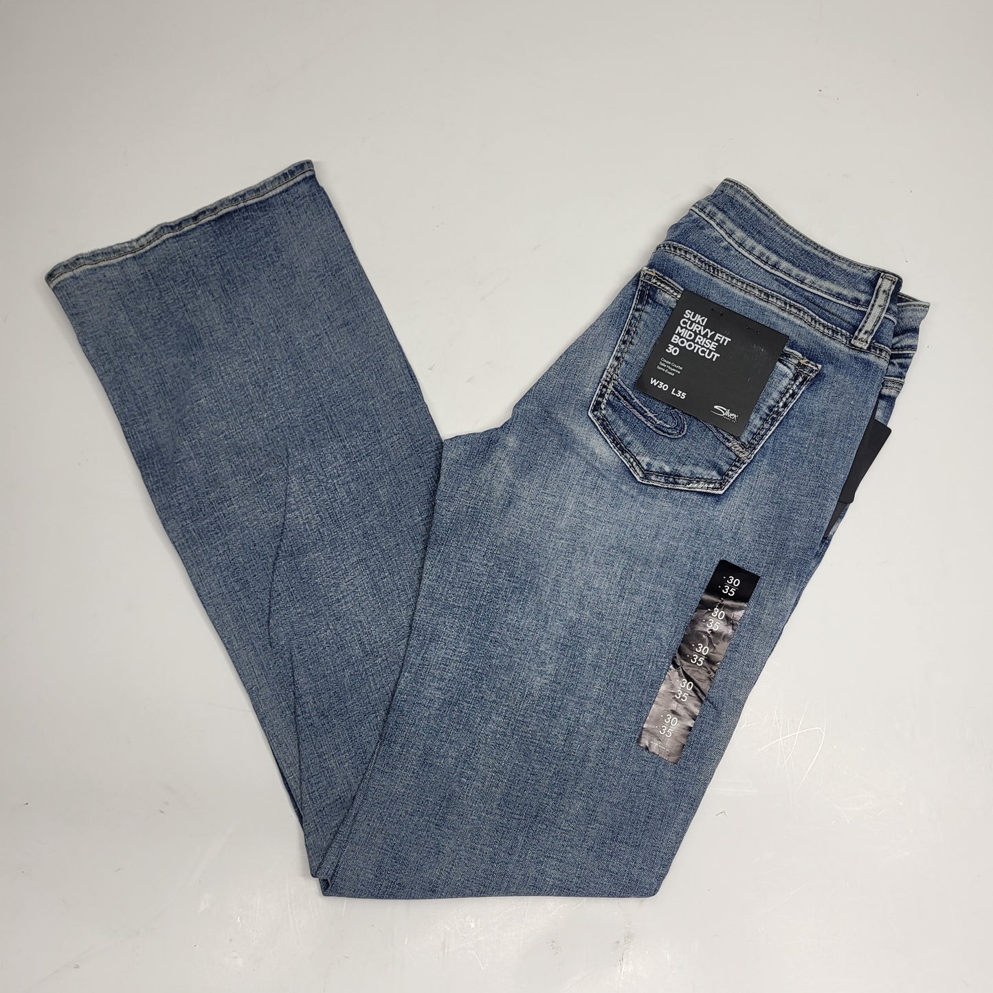 SILVER JEANS CO. Suki Curvy Fit Mid Rise Bootcut 34/33 Light Indigo L93719EDK261