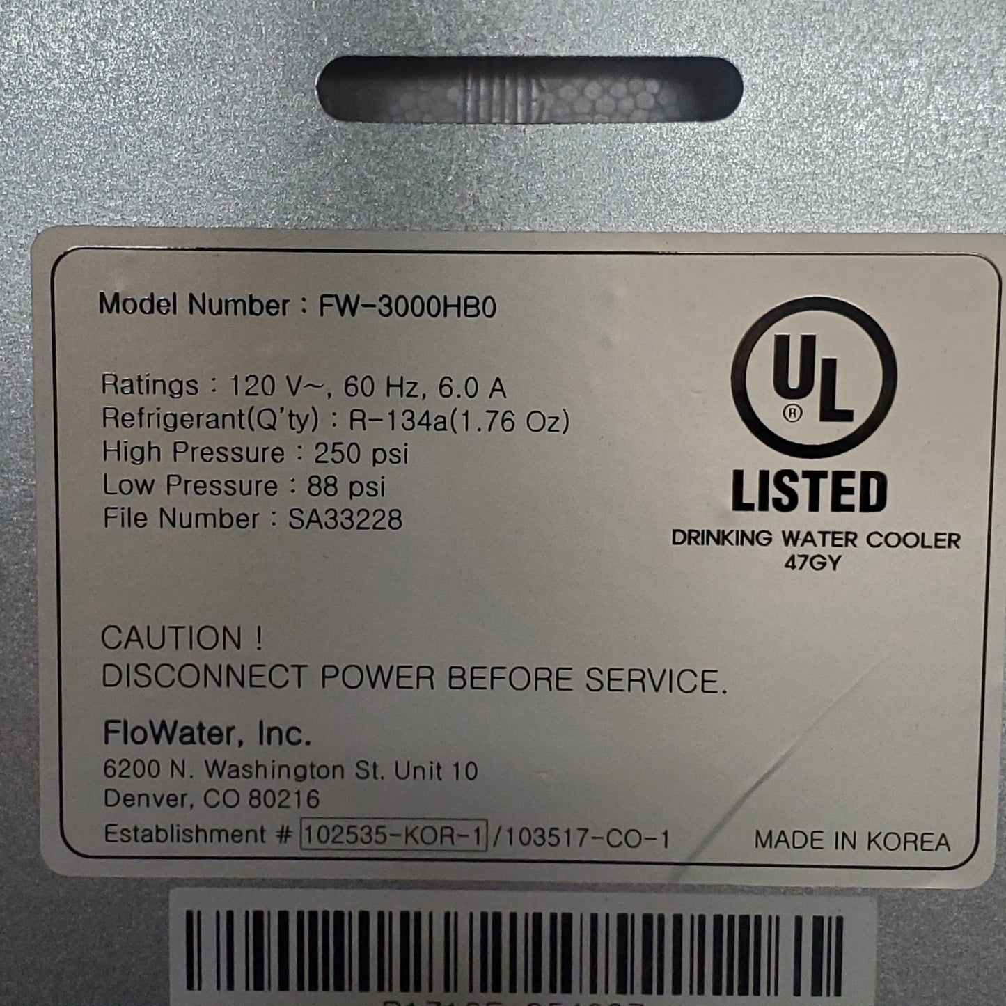 FLOWATER Premium Refill Station for Offices, Breakrooms & Garages Blue / White FW-3000HB0