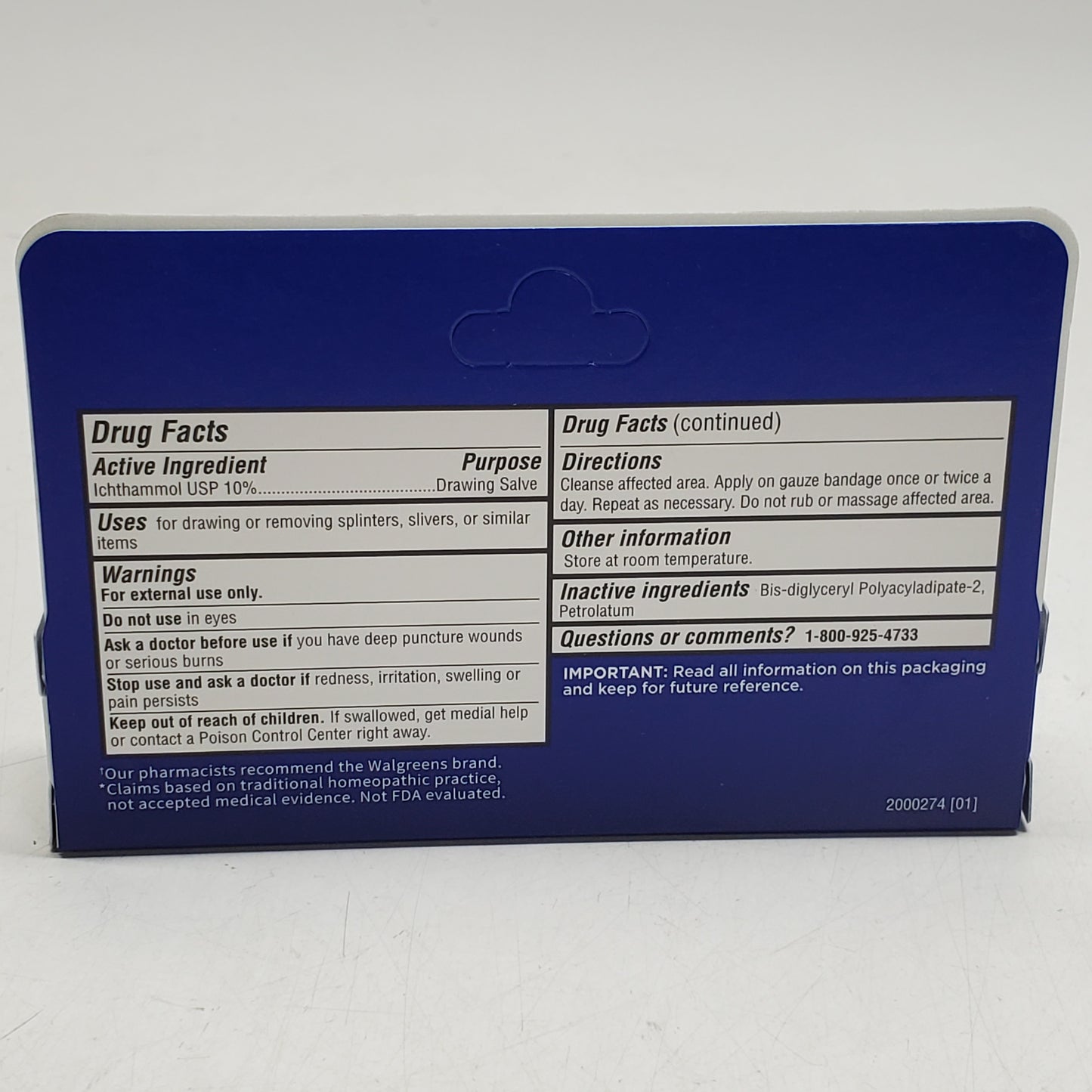 WALGREENS (2 Pack) Ichthammol Ointment for Splinters & Slivers 1 OZ BB 02/27