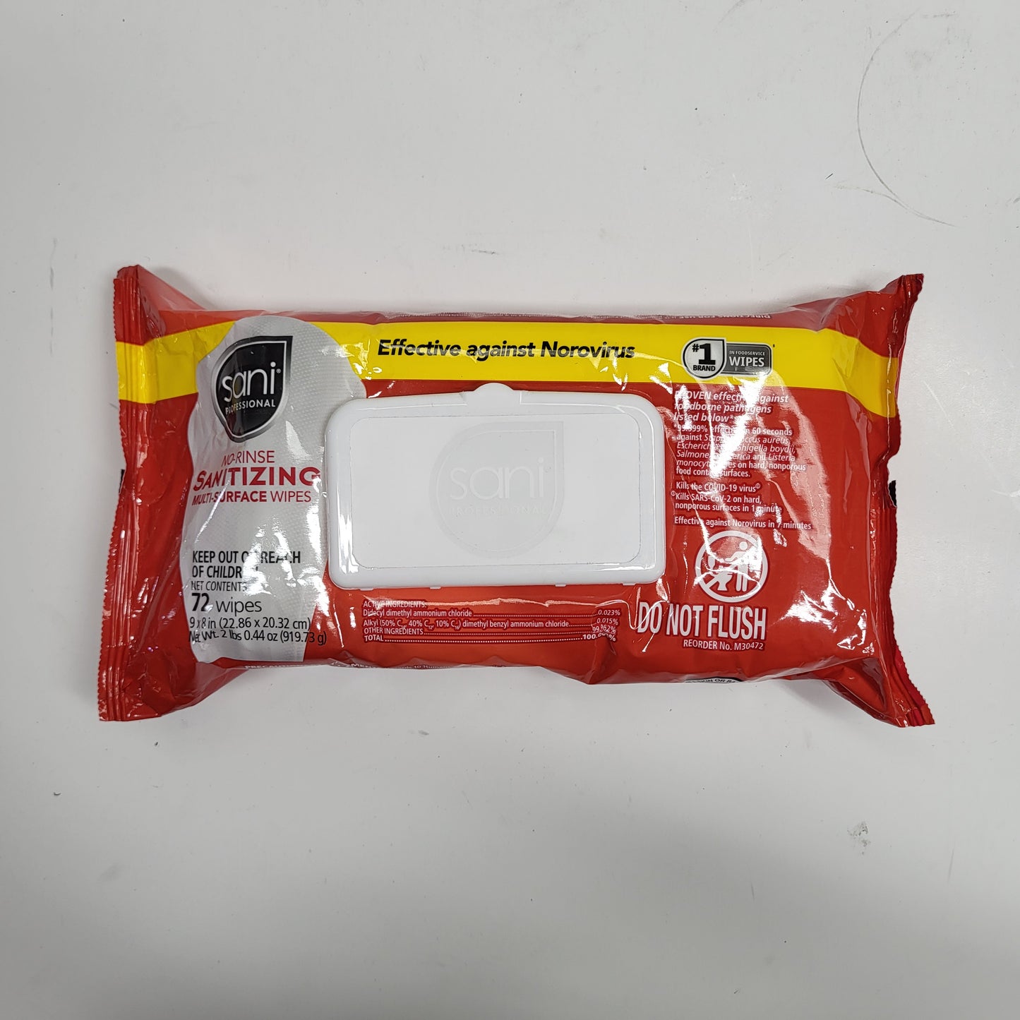 ZA@ SANI PROFESSIONAL  (2 PACK, 72 WIPES) No-rinse Sanitizing Multi-surface Wipes