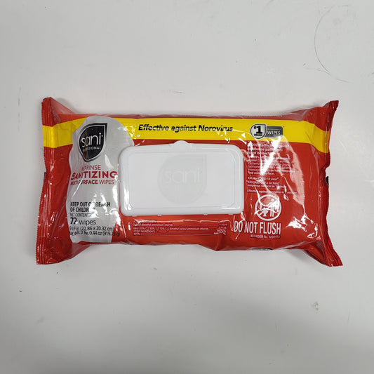 ZA@ SANI PROFESSIONAL  (2 PACK, 72 WIPES) No-rinse Sanitizing Multi-surface Wipes