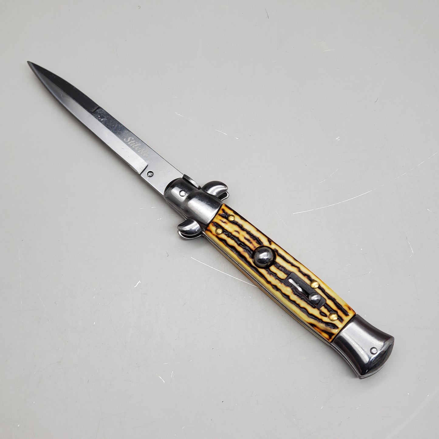 ZA@ ARMED FORCE TACTICAL Hand Crafted OTF Pocket Knife 9" Knife 4" Blade Yellow/Black