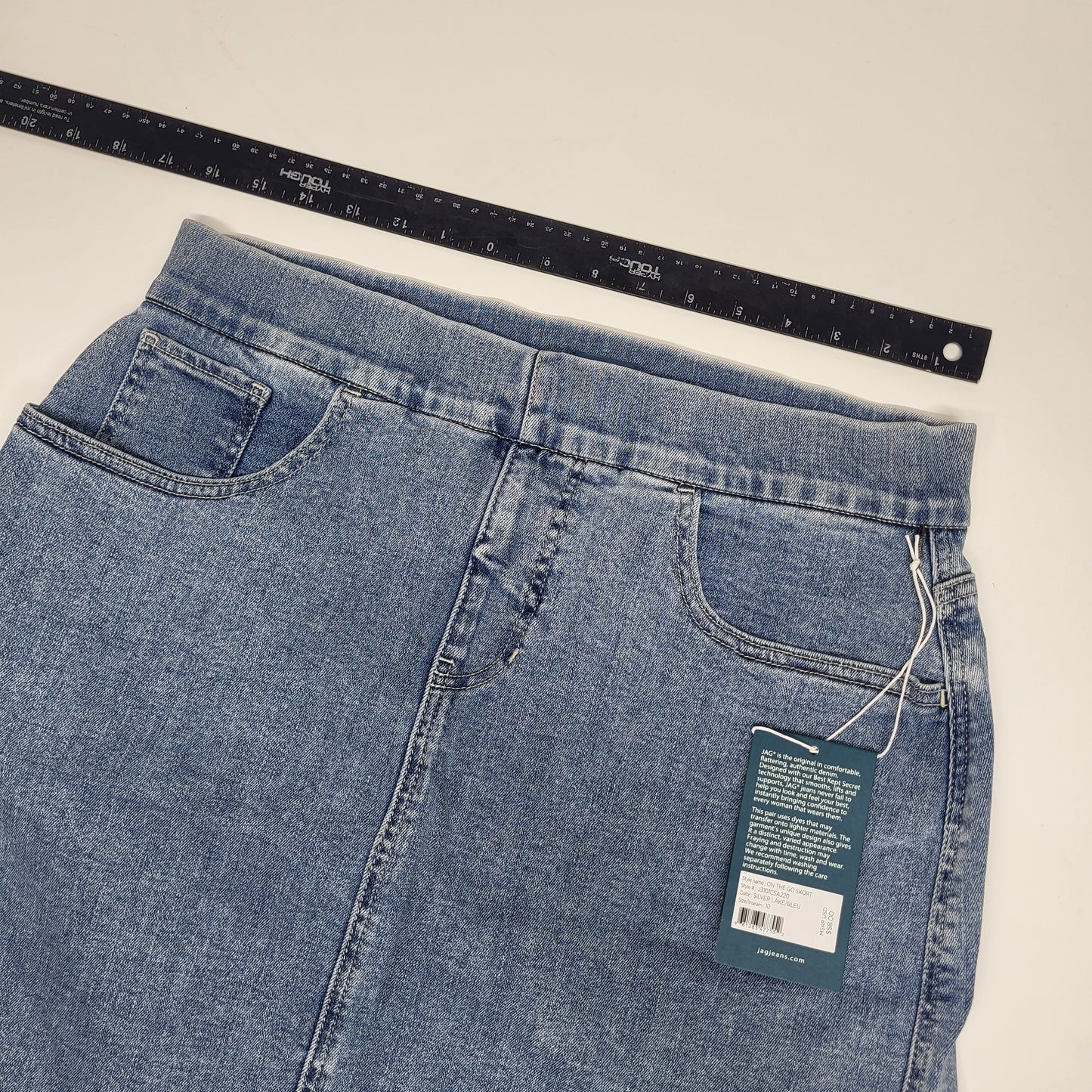 JAG On-the-go Mid Rise Pull-On Skort Womens Sz 10 Silver Lake J3101CSA220