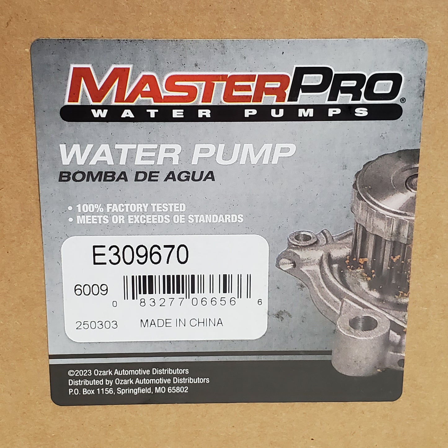 MASTERPRO Water Pump for Gm, Chevy & Etc. 07-2020 Vehicles E309670 Replaces 130-9670