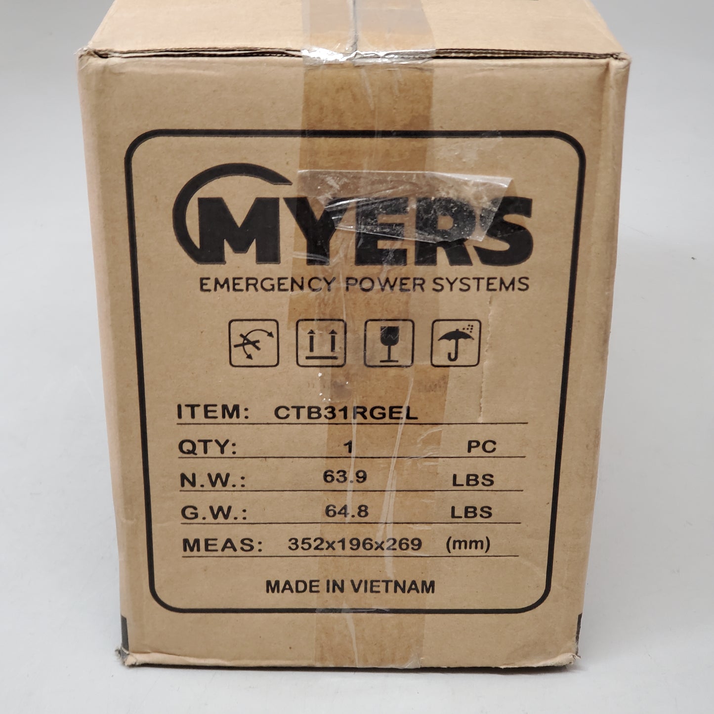 MYERS Vrla Rechargeable Gel Battery Emergency Power Systems CTB31RGEL (New Other)