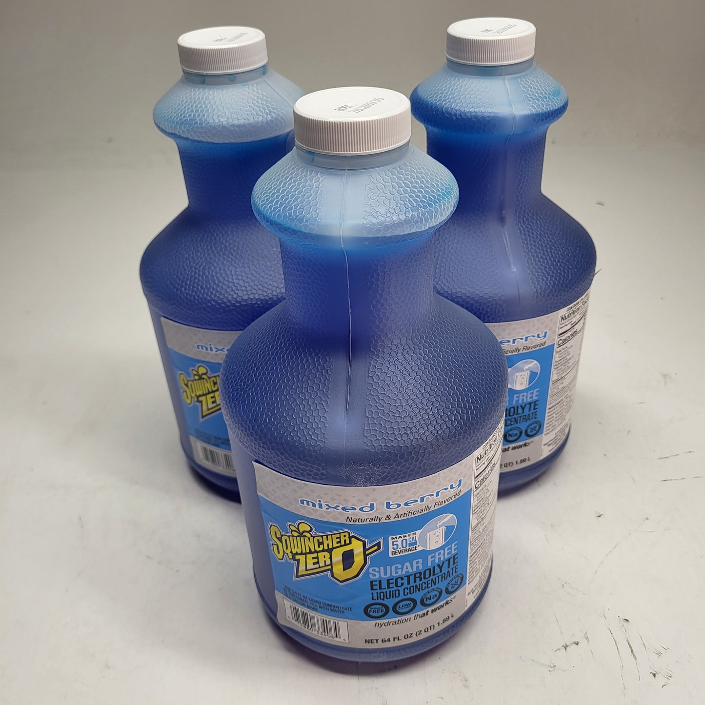 SQWINCHER  (3 PACK) Sugar Free Electrolyte Liquid Concentrate Mixed Berry 64 oz