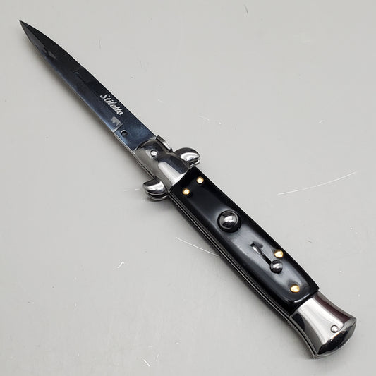 ZA@ ARMED FORCE TACTICAL Hand Crafted OTF Pocket Knife  9" Knife 4" Blade Black/Silver ST-6BK