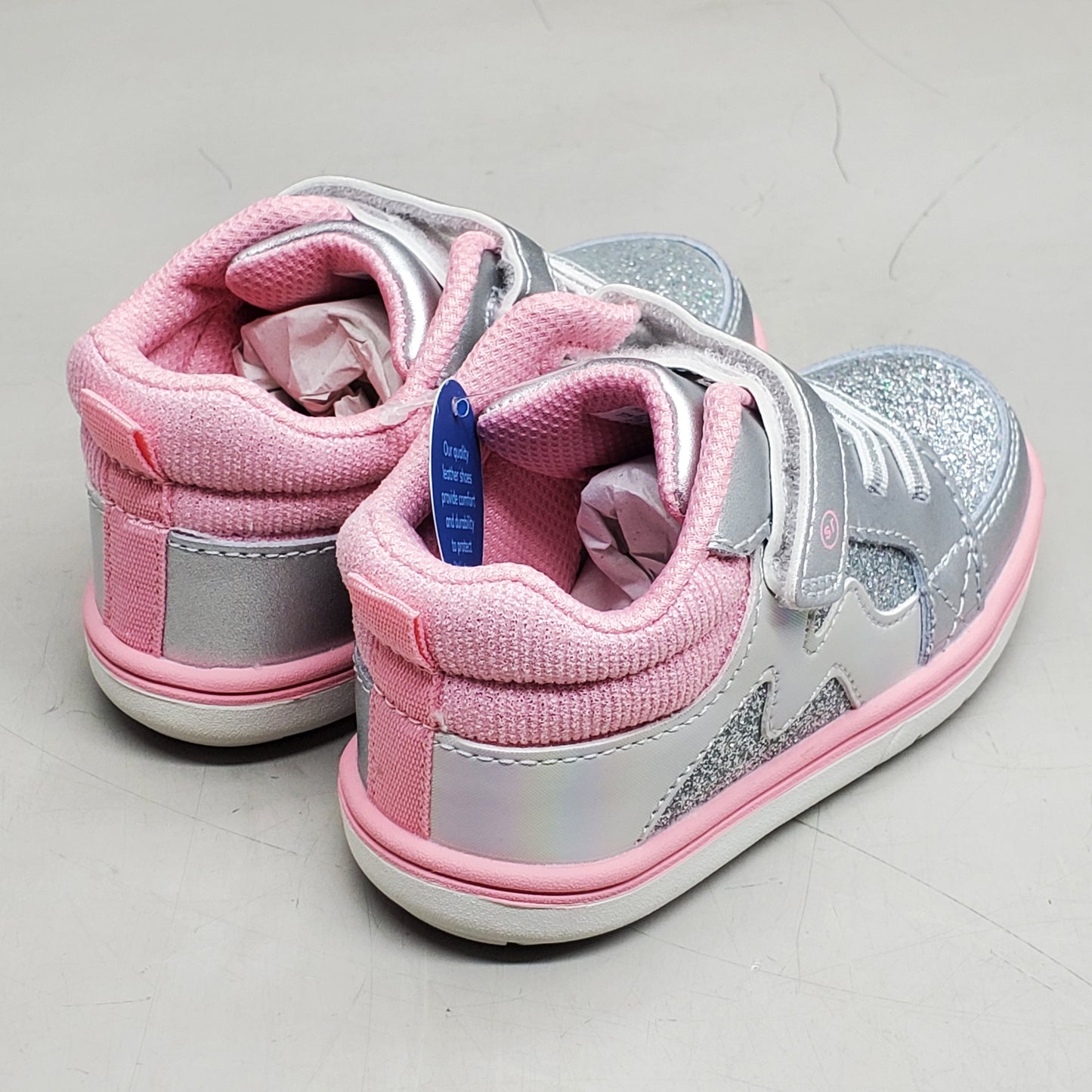 STRIDE RITE SRT Ames Sneaker Shoe Little Kid 7W Silver/Rainbow BG038805