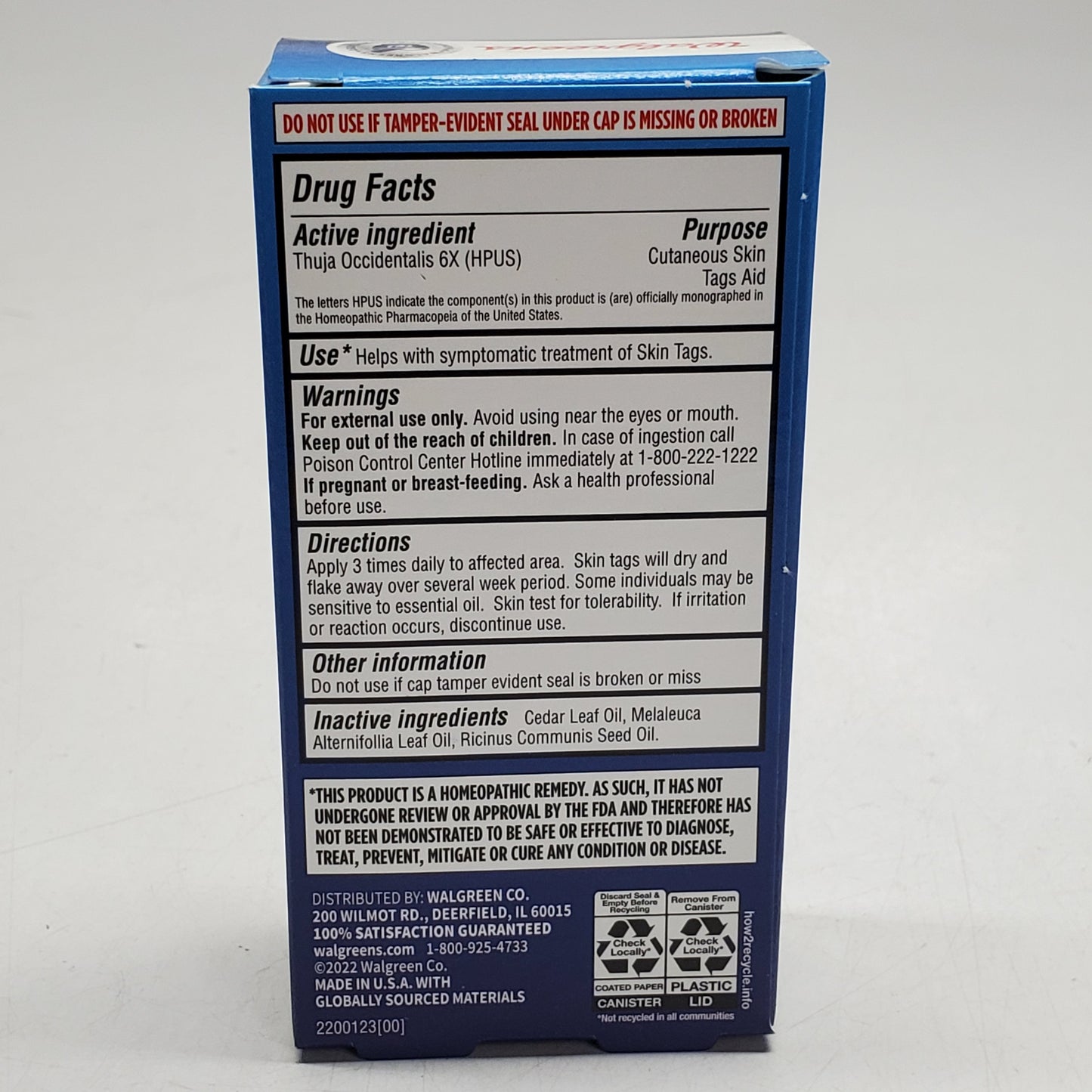 WALGREENS (2 Pack) All Natural Skin Tag Aid Oil Liquid 0.34 FL OZ BB 02/27