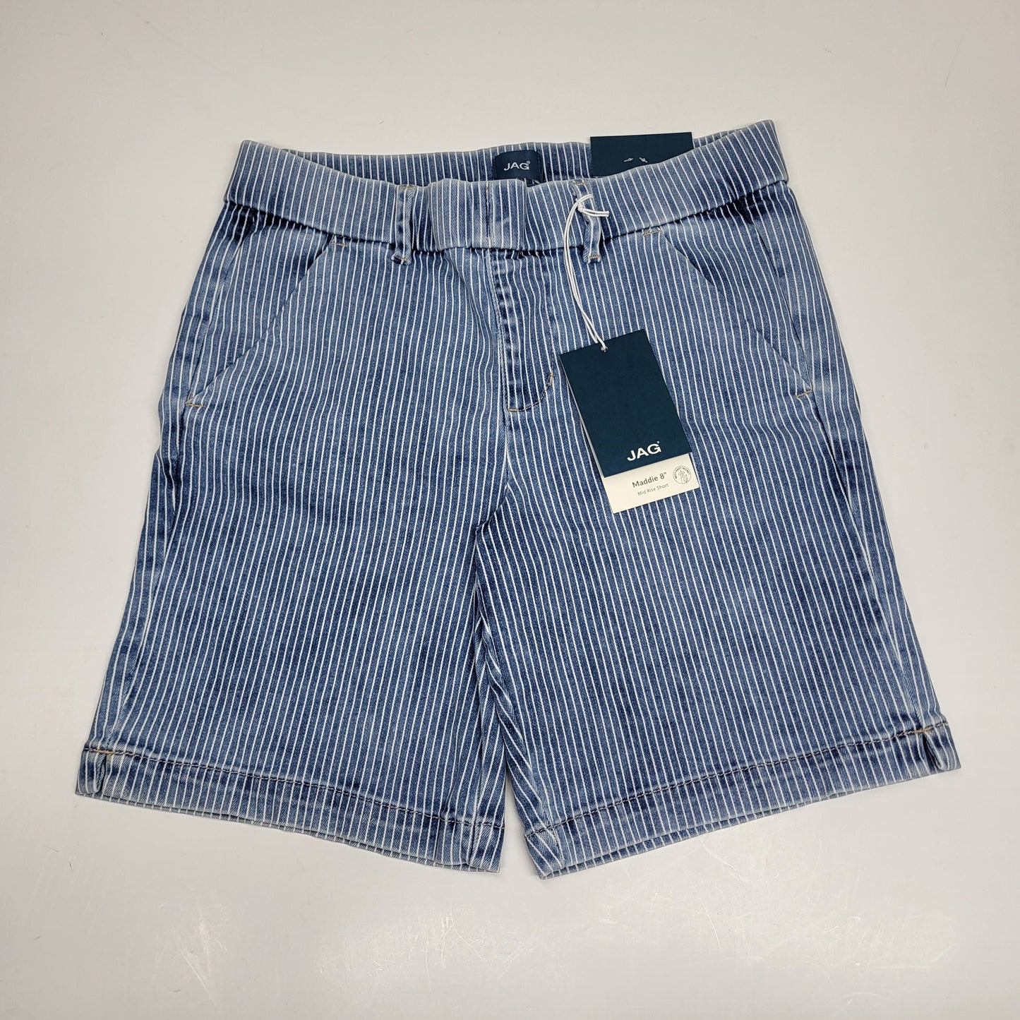 JAG Maddie Mid Rise Pull-On Short Womens Sz 0/8 Bleached Stripe J5108LSX116