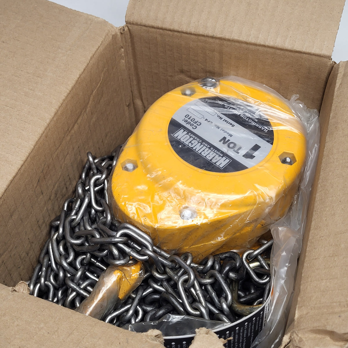 HARRINGTON  1 Ton Manual Chain Hoist Hook Mount Lift 20 Ft. Yellow CF010-20