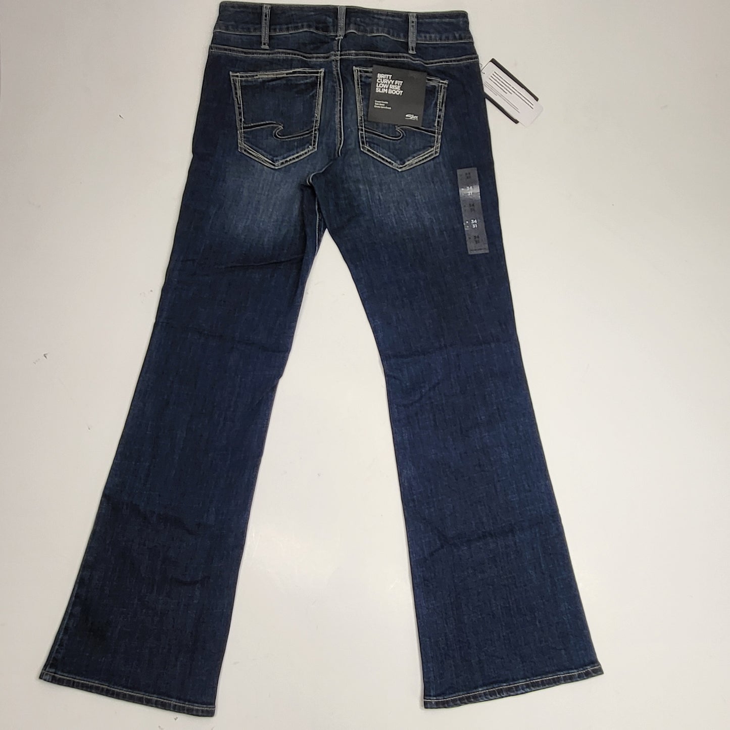 SILVER JEANS CO. Britt Curvy Fit Low Rise Slim Boot Sz 34/31 Indigo L90601CVS337