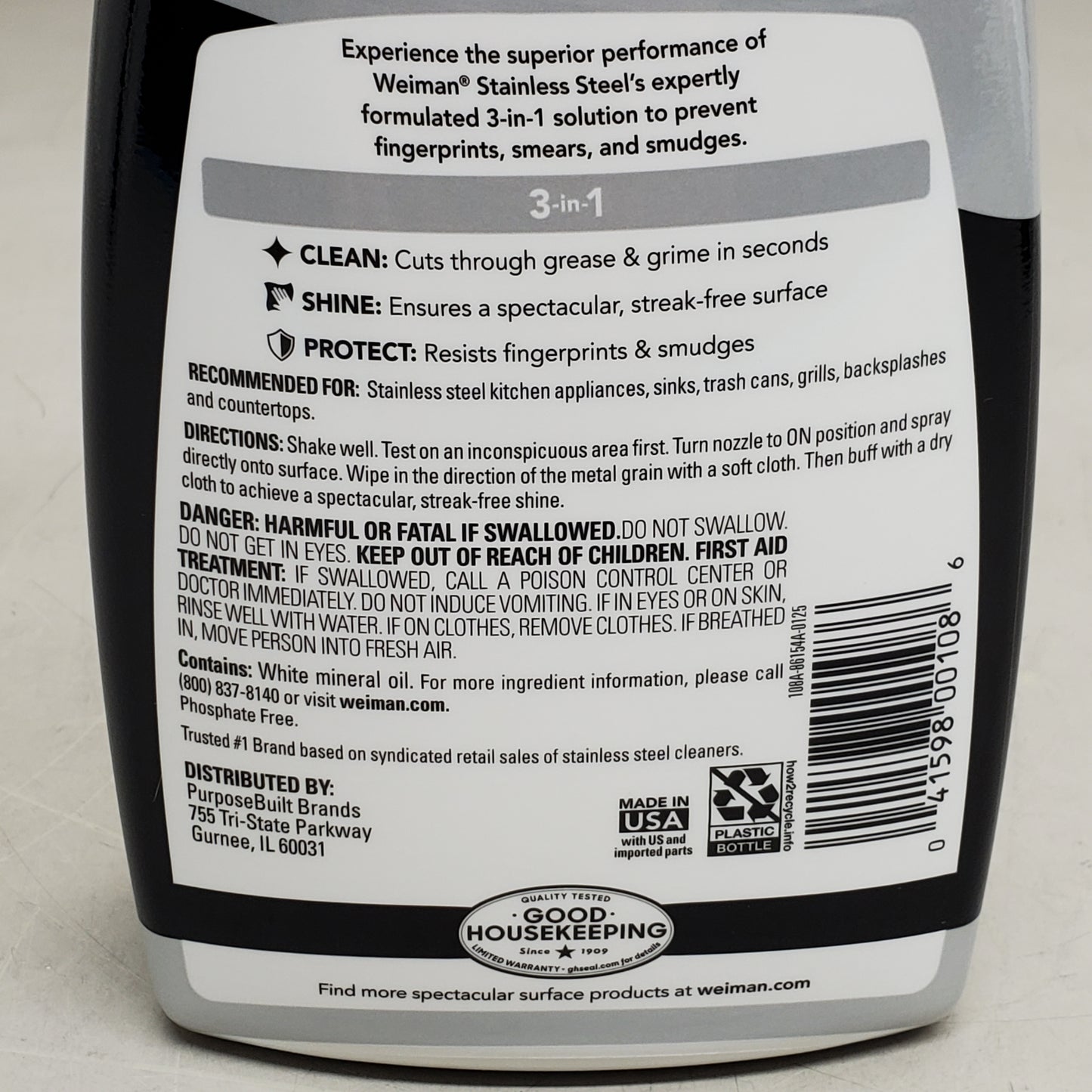 WEIMAN (2 Pack) Stainless Steel 3 in 1 Clean Shine Protect Cleaner 22 fl oz 108A-86154A-0125