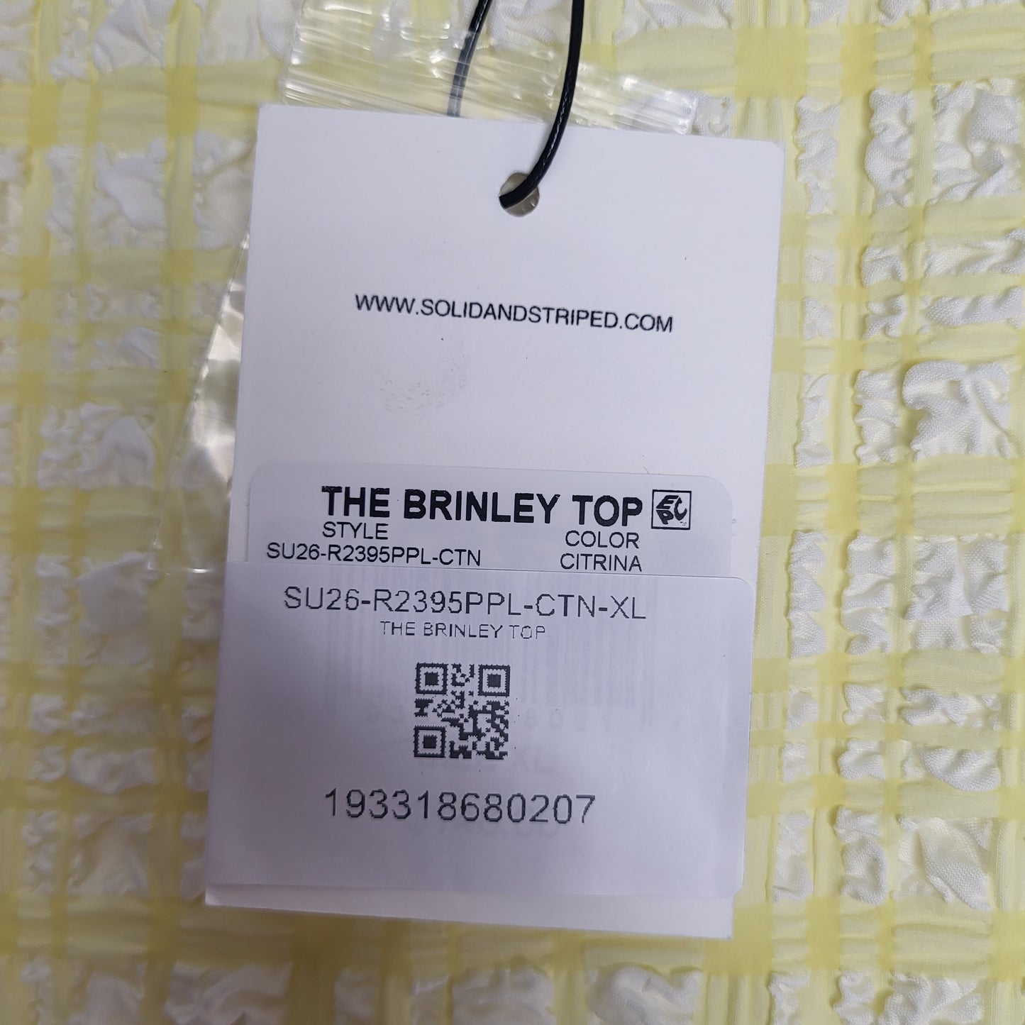 SOLID AND STRIPED Brinley Top Puckered  XL Plaid Citrina SU26R2395PPLCTN