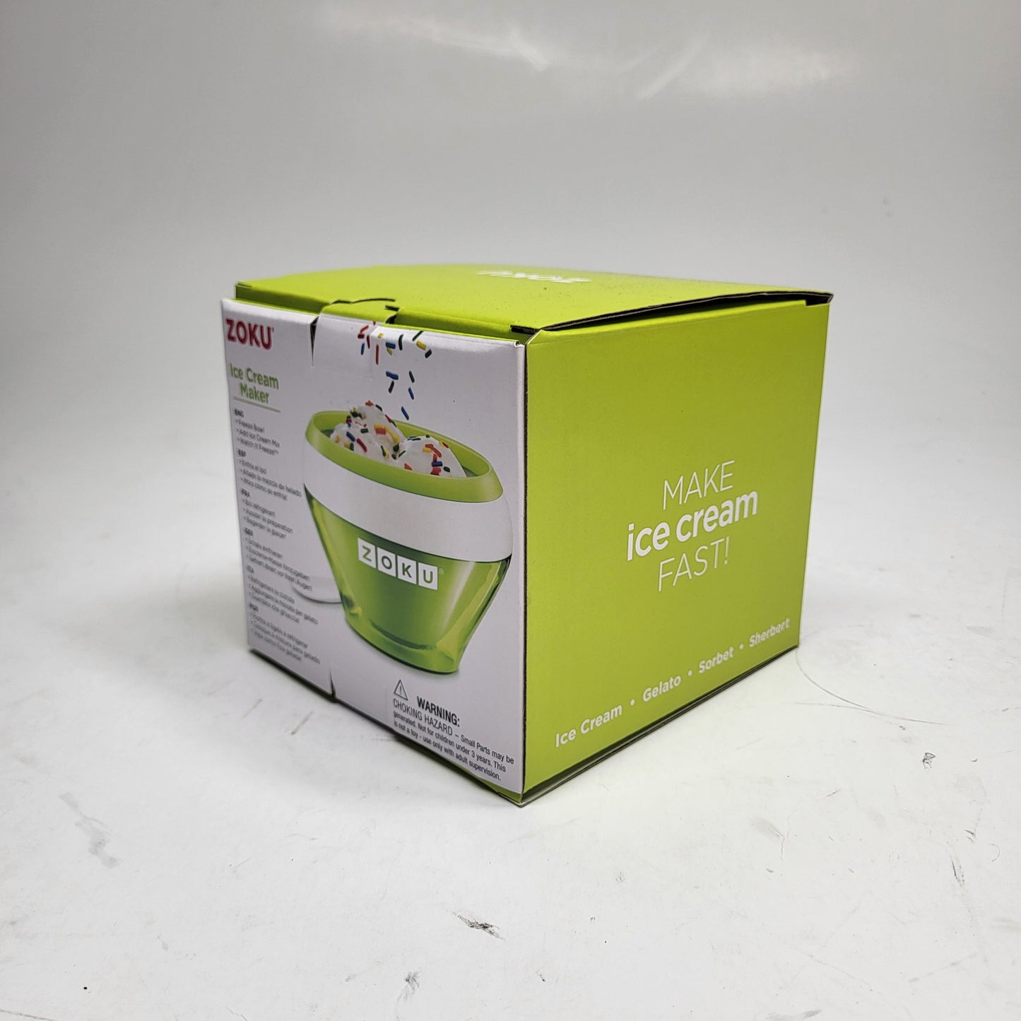 ZOKU Instant Ice Cream Maker Stainless Steel Bowl Gelato Sorbet 5 fl oz Green