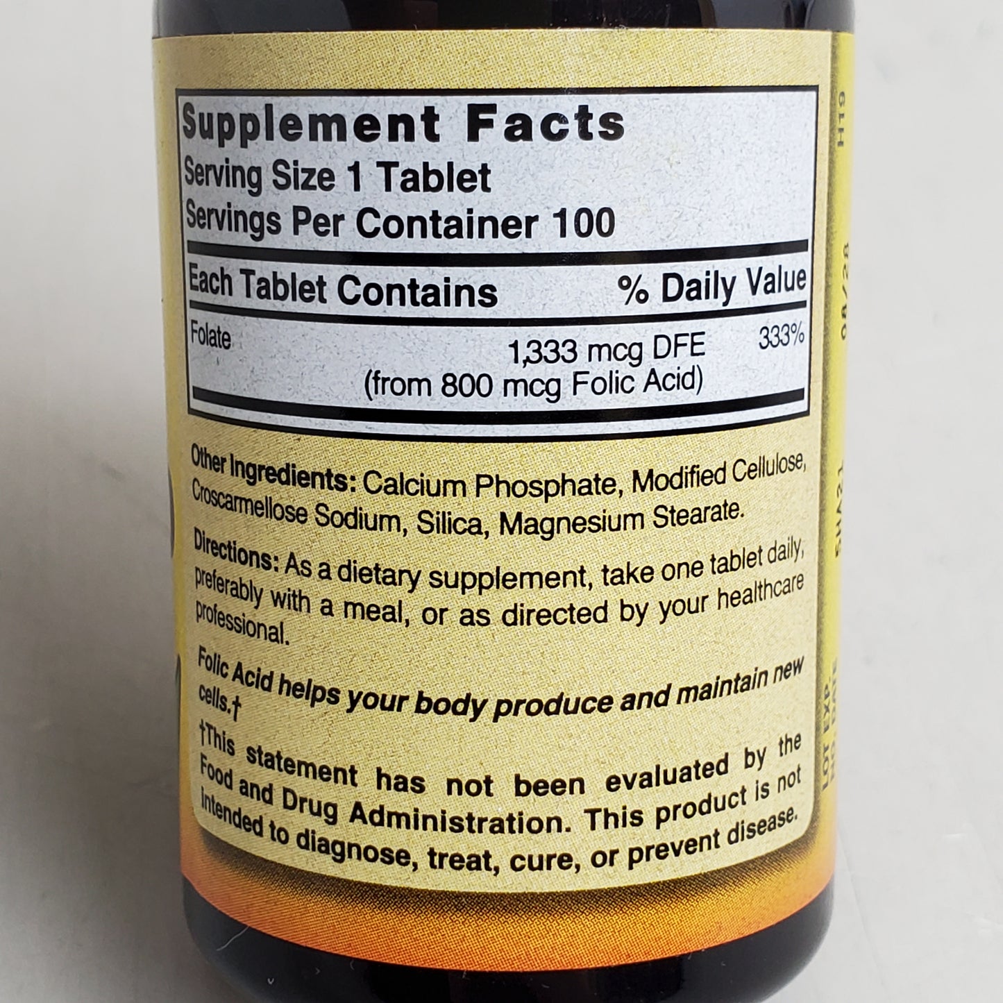 NATURE'S BLEND (100 Tablets) Folic Acid Dietary Supplement 800 mcg BB 08/28