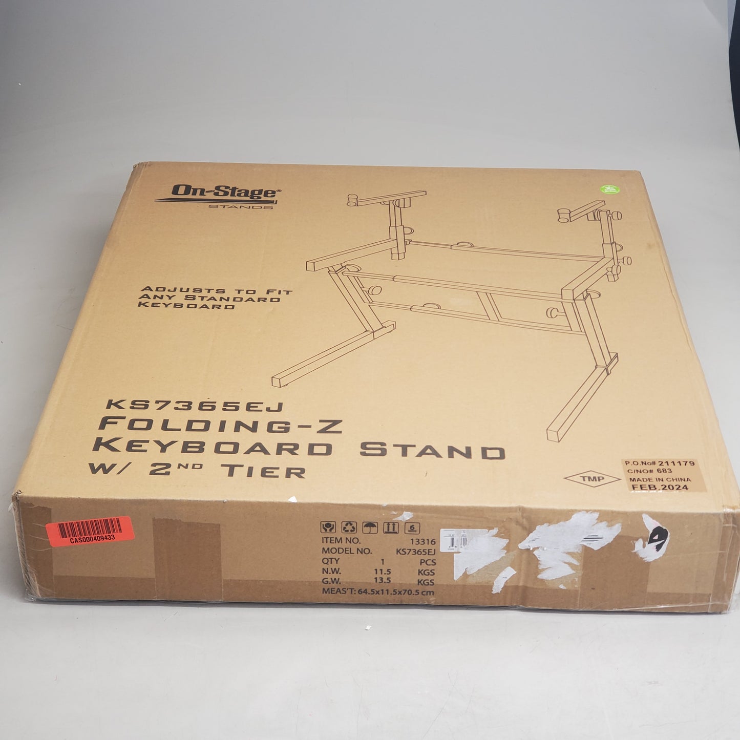 ON-STAGE Folding-Z Keyboard Stand W/ 2nd Tier 400 lbs Cap Black KS365EJ