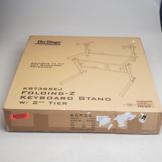 ON-STAGE Folding-Z Keyboard Stand W/ 2nd Tier 400 lbs Cap Black KS365EJ