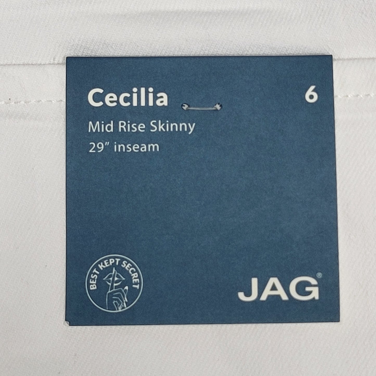JAG Cecilia Mid Rise Skinny Jeans Womens Sz 6/29 White J2865CBD618