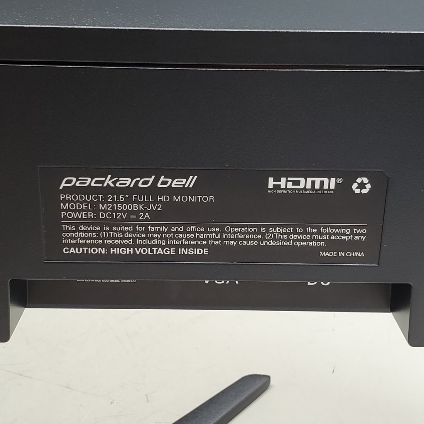 PACKARD BELL Airframe Ultra-slim Bezel Full Hd Monitor 21.5" Black M21500BK-JV2