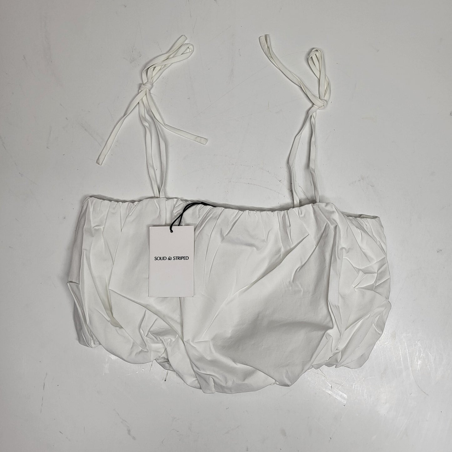 SOLID AND STRIPED The Ivy Top Bubble Crop Sz XS Optic White SU26R2393SPOW