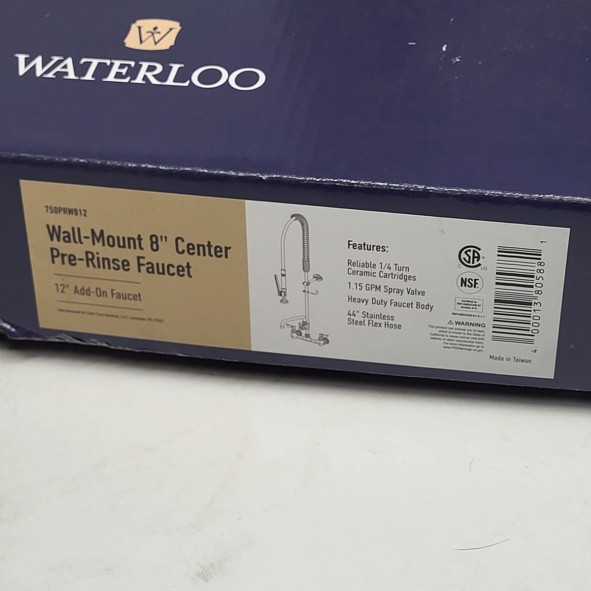 WATERLOO Wall-mount Center Pre-rinse Faucet  Add-on Faucet 8" 750PRW812