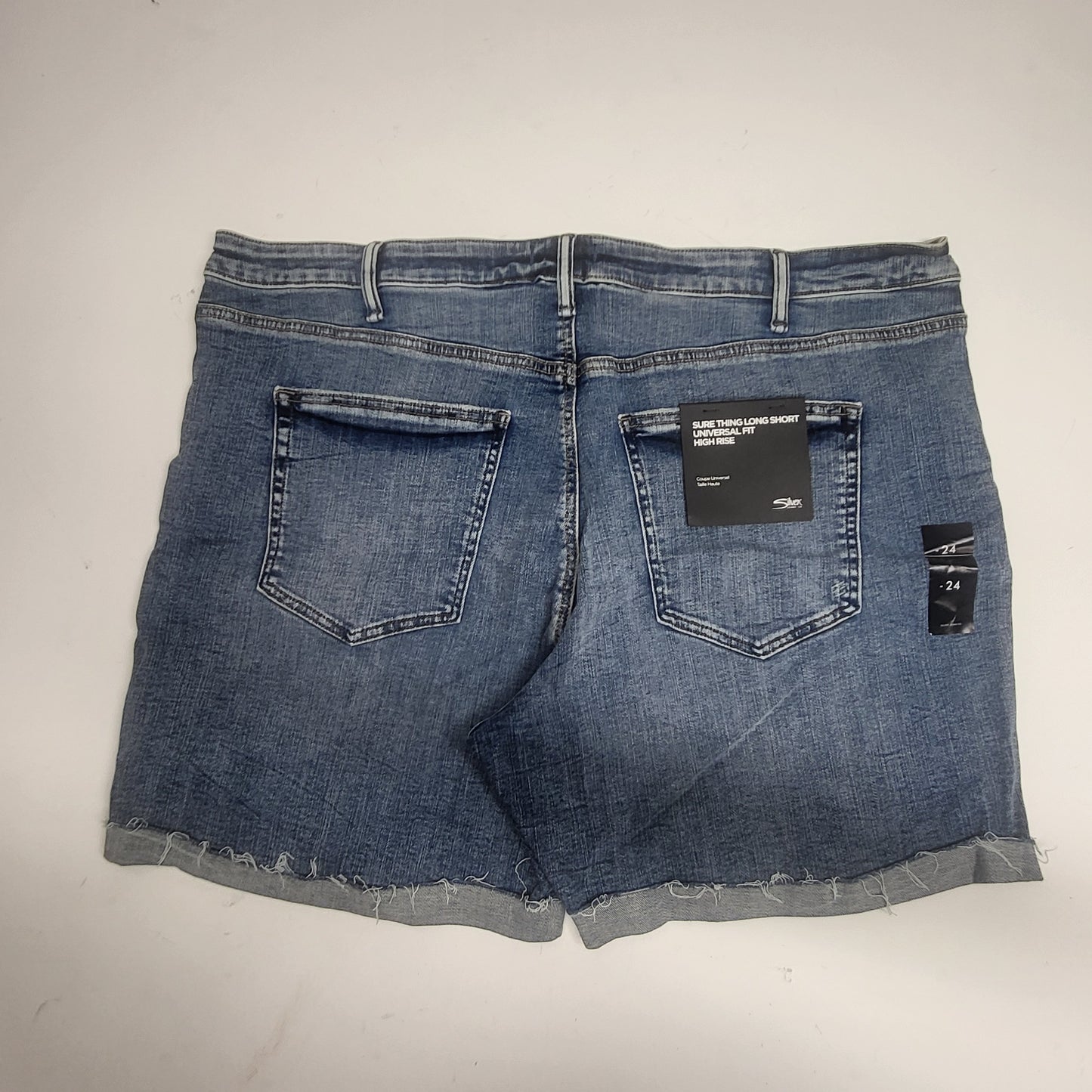 SILVER JEANS CO. Sure Thing Long Short High Rise Sz 24/7.5 Indigo W28517SCV258