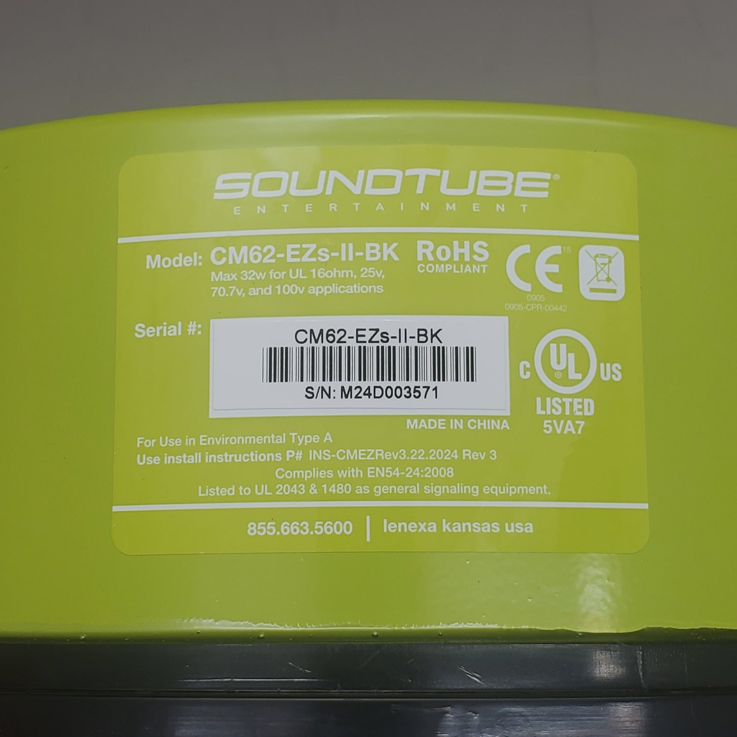 SOUNDTUBE 2-way In Ceiling Speaker Short Can 6" Black Cover CM62-EZS-II-BK