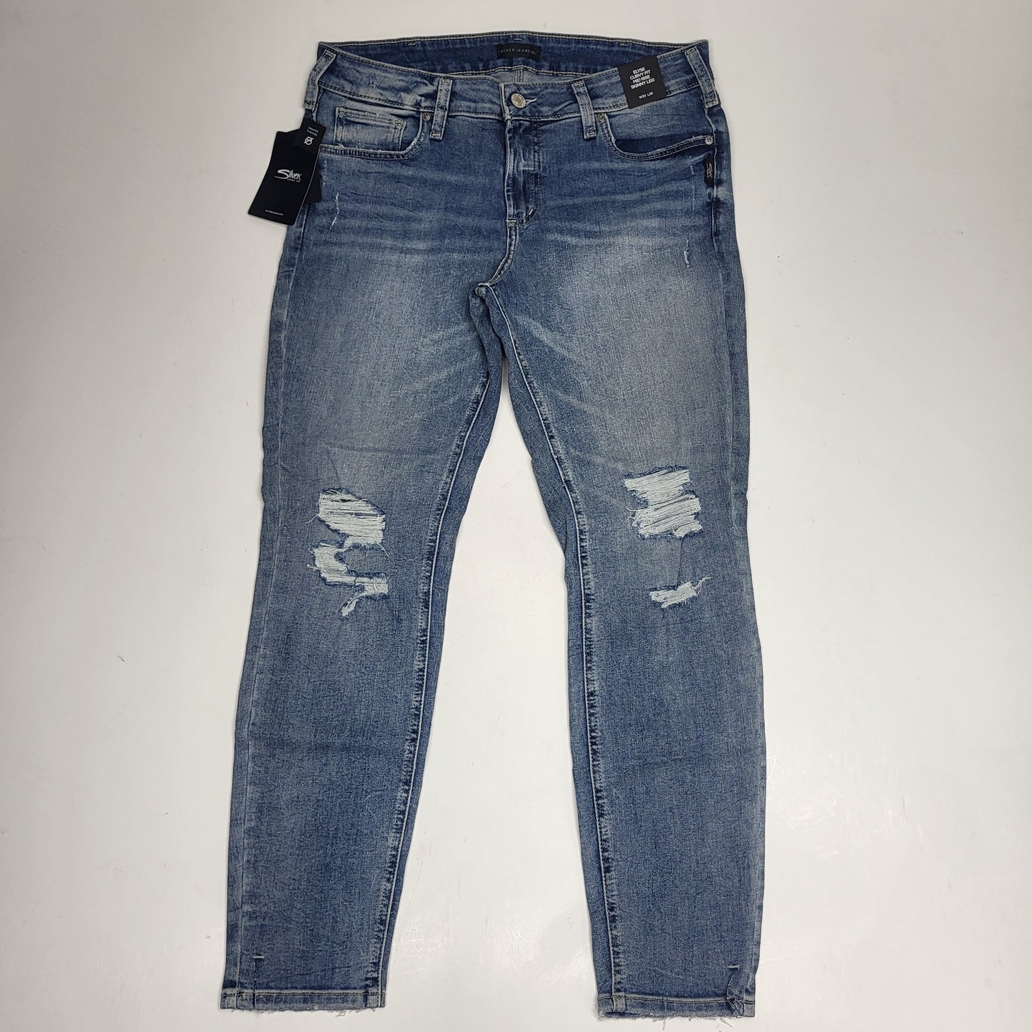 SILVER JEANS CO. Elyse Mid Rise Skinny Leg Sz 33/29 Light Indigo L03116EPX291