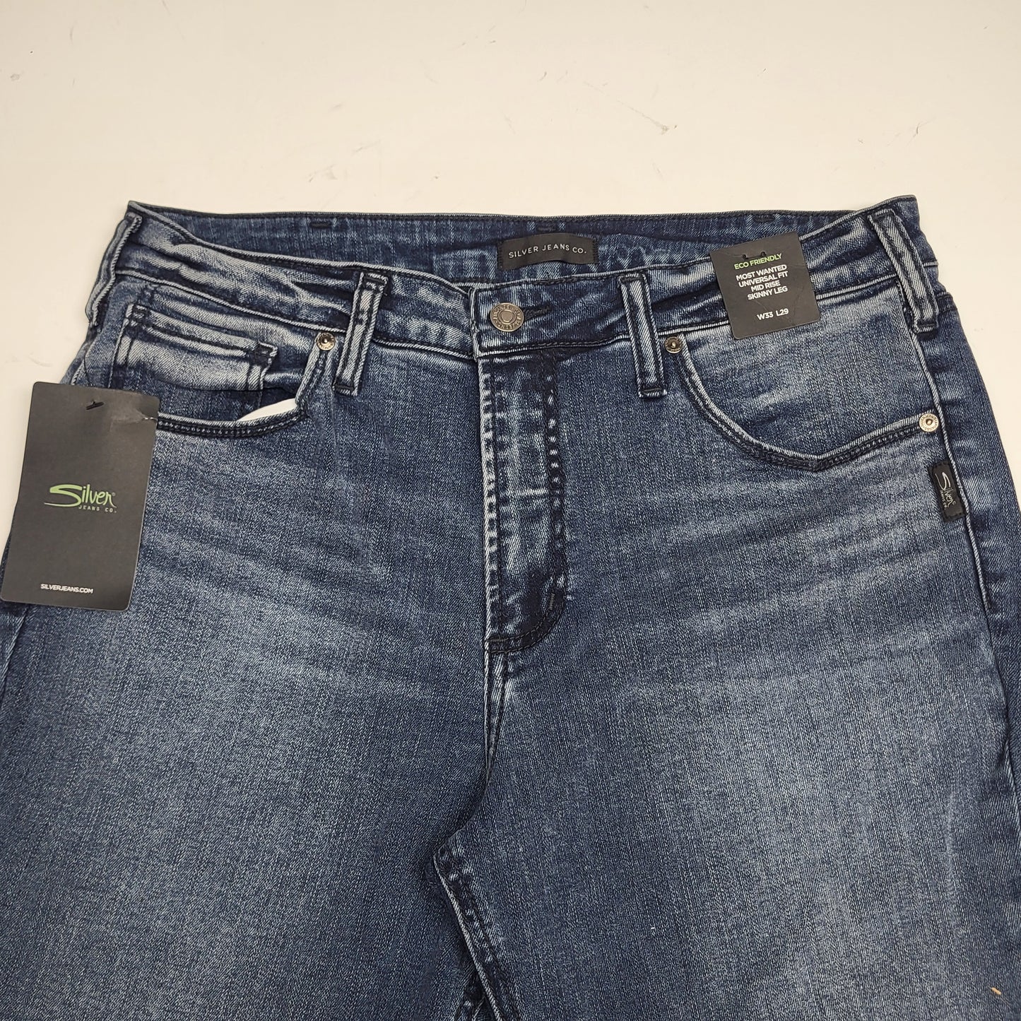 SILVER JEANS CO. Most Wanted Universal Skinny Leg Eco Friendly Sz 33/29 Indigo