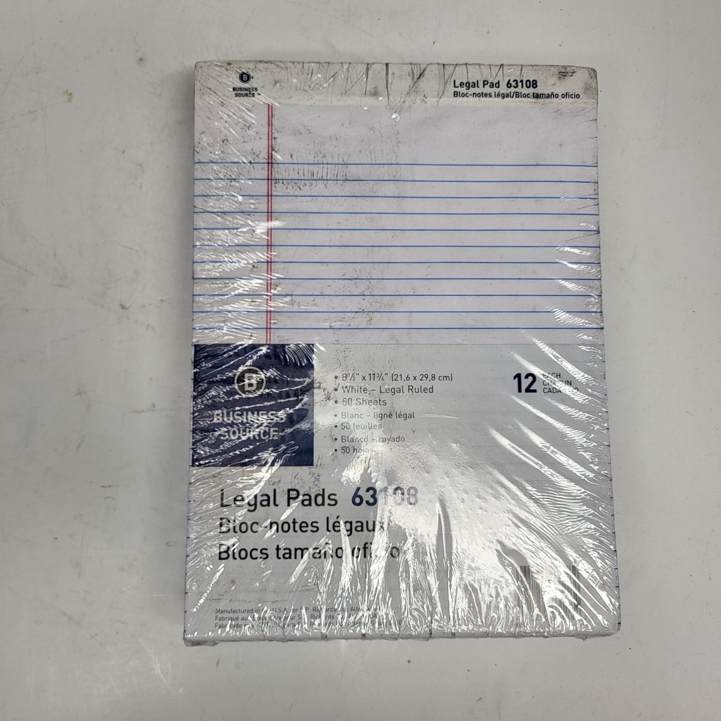 ZA@ BUSINESS SOURCE (2 PACK) Legal Pads Set of 12 Lined Paper  8.5"X11.5" 63108