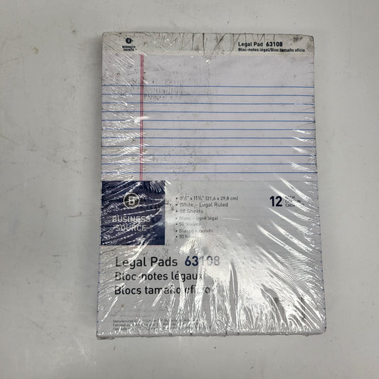 ZA@ BUSINESS SOURCE (2 PACK) Legal Pads Set of 12 Lined Paper  8.5"X11.5" 63108