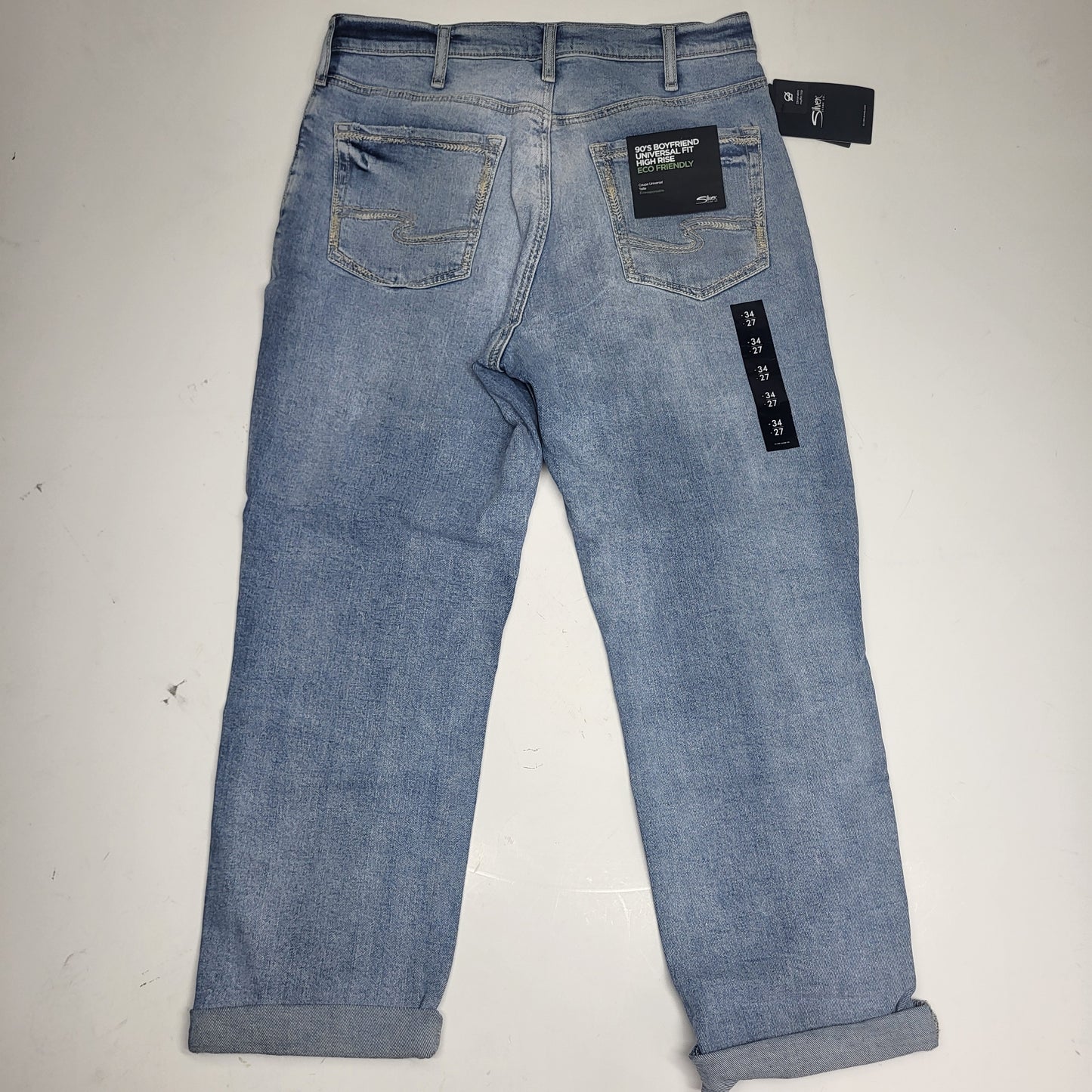 SILVER JEANS CO. 90's Boyfriend Universal Fit Eco Friendly Sz 34/27 L28355EOE224