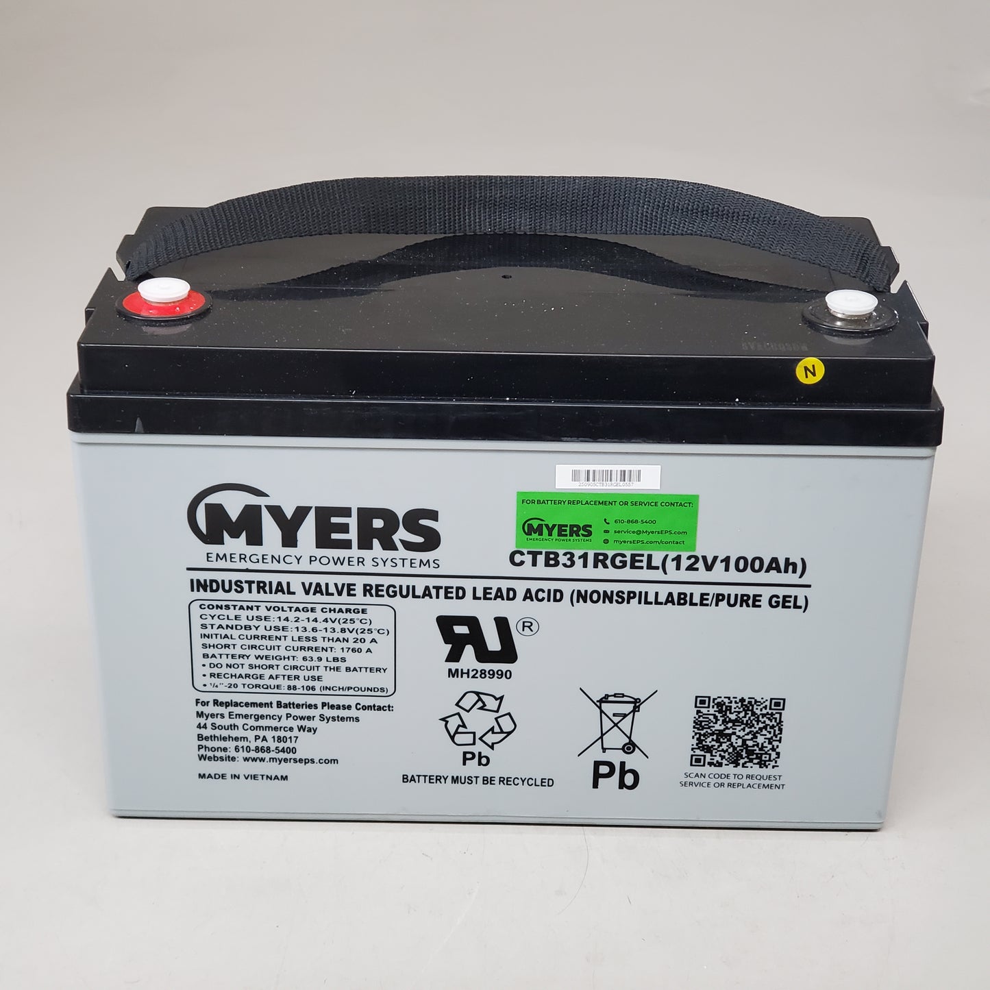 MYERS Vrla Rechargeable Gel Battery Emergency Power Systems CTB31RGEL (New Other)