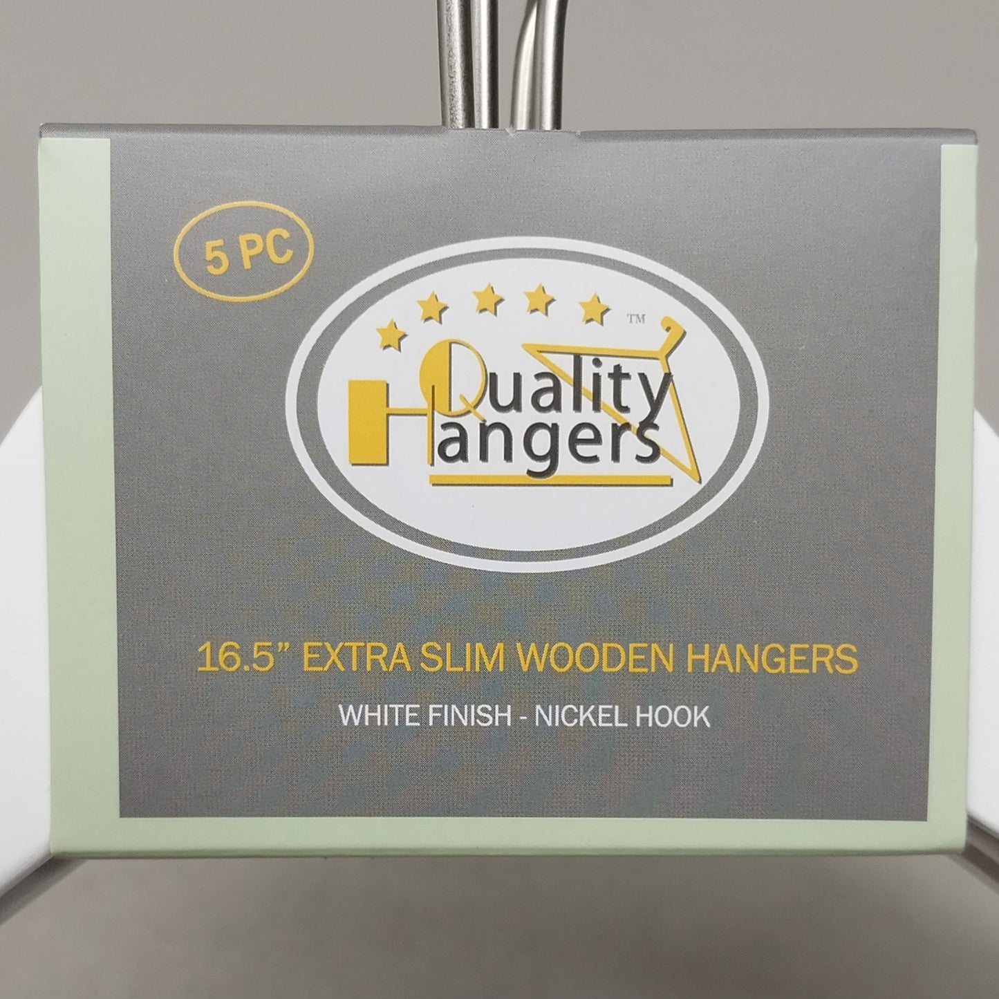 QUALITY HANGERS 20PK Extra Slim Wooden Handers 16.5" White