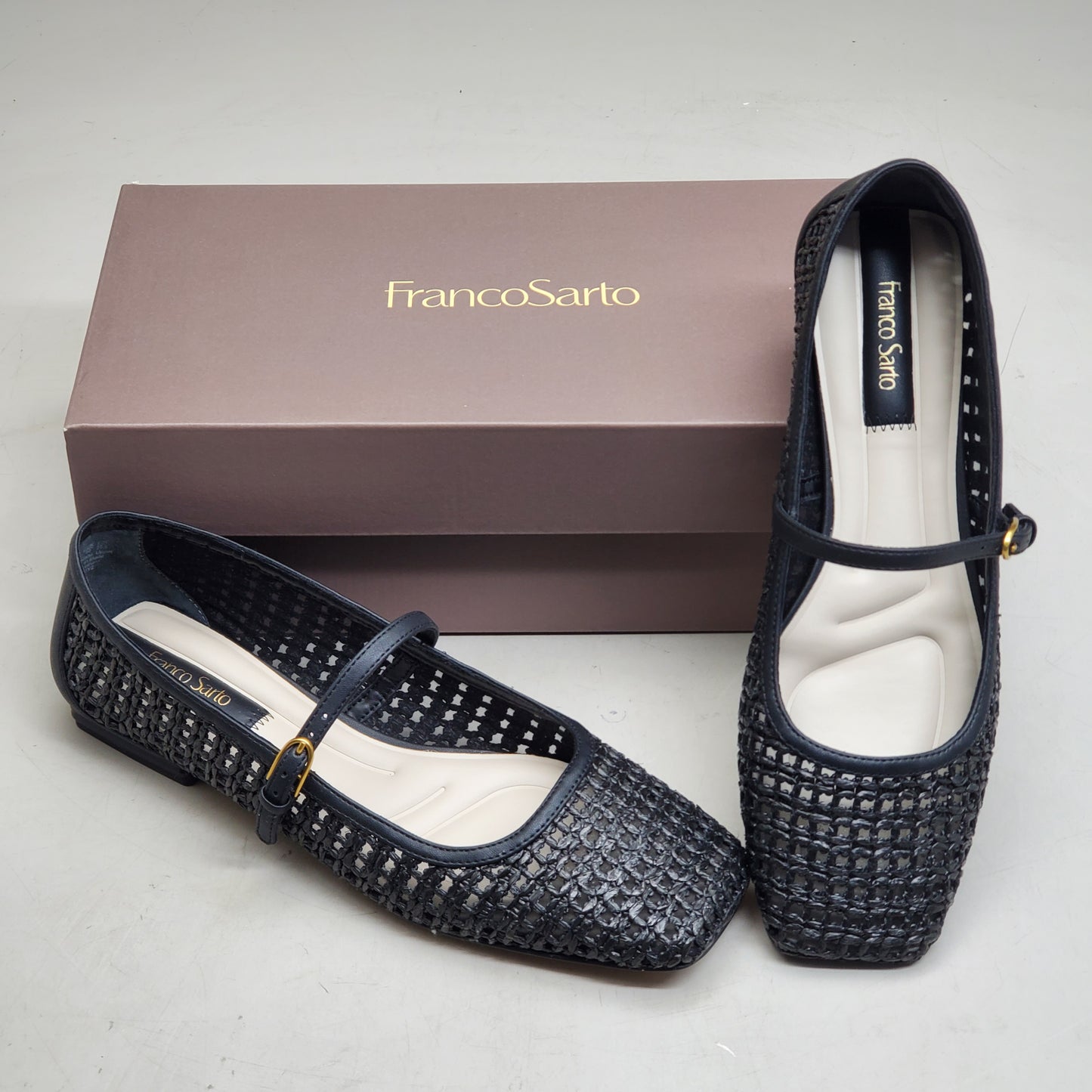 FRANCO SARTO L-Tinsley Mary Jane Women's Flat SZ M 6 Black