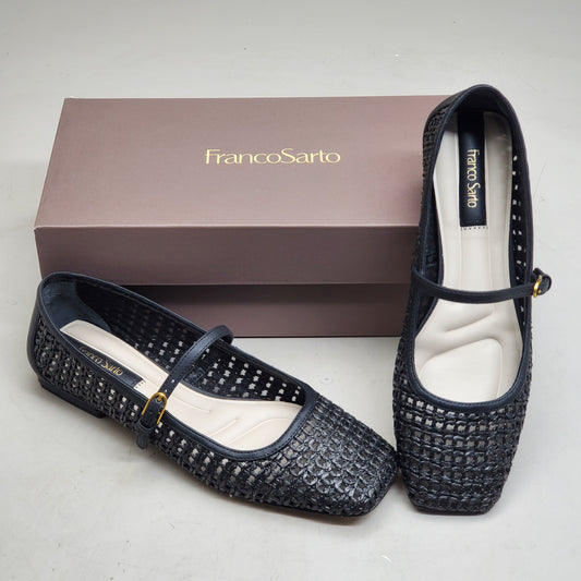 FRANCO SARTO L-Tinsley Mary Jane Women's Flat SZ M 8.5 Black