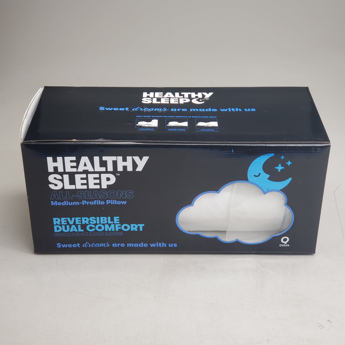 HEALTHY SLEEP Low Profile All-Seasons Reversible DualComfort Pillow Queen White 10-PILL-04/6-CLTLOPROAS