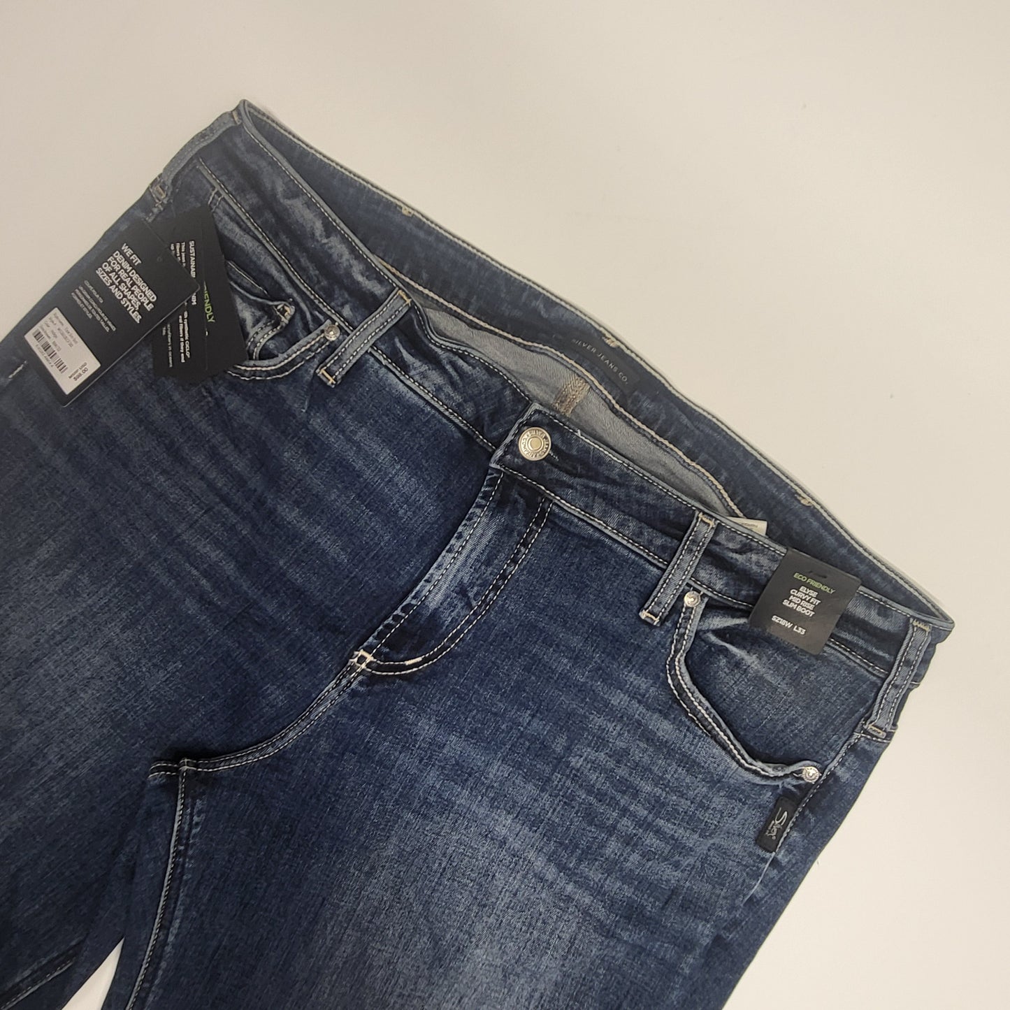 SILVER JEANS CO. Silver Jeans Co. Elyse Slim Boot Curvy Fit Women's Sz 18w/33 Indigo W03601ecf381