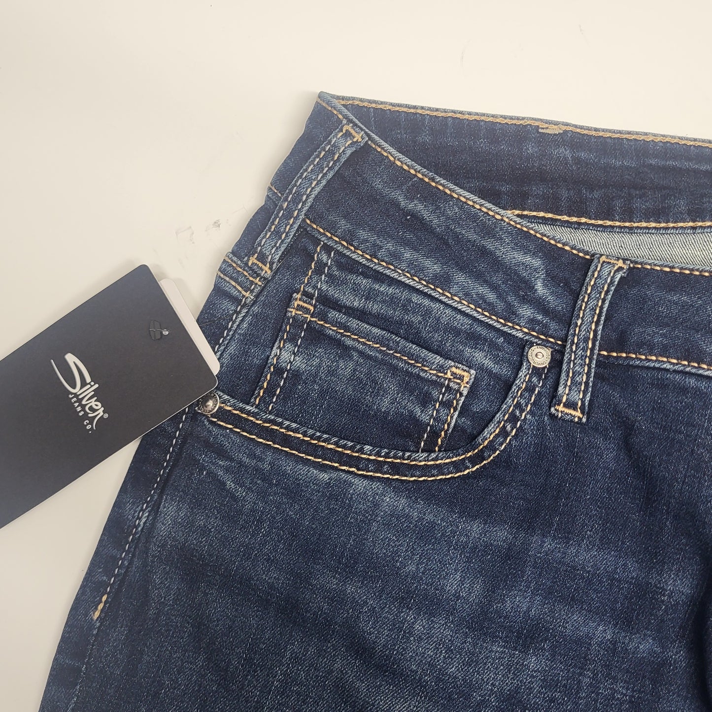 SILVER JEANS CO. Boyfriend Mid Rise Slim Leg Sz 14/29 Indigo W27101CVS415
