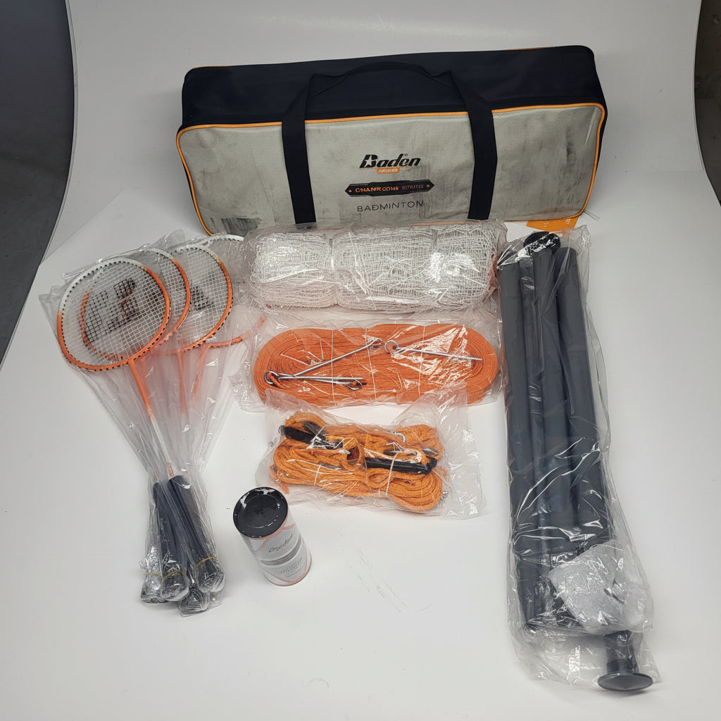 ZA@ BADEN BACKYARD Badminton Champion Series Set Easy Setup Black/Orange (As Is)
