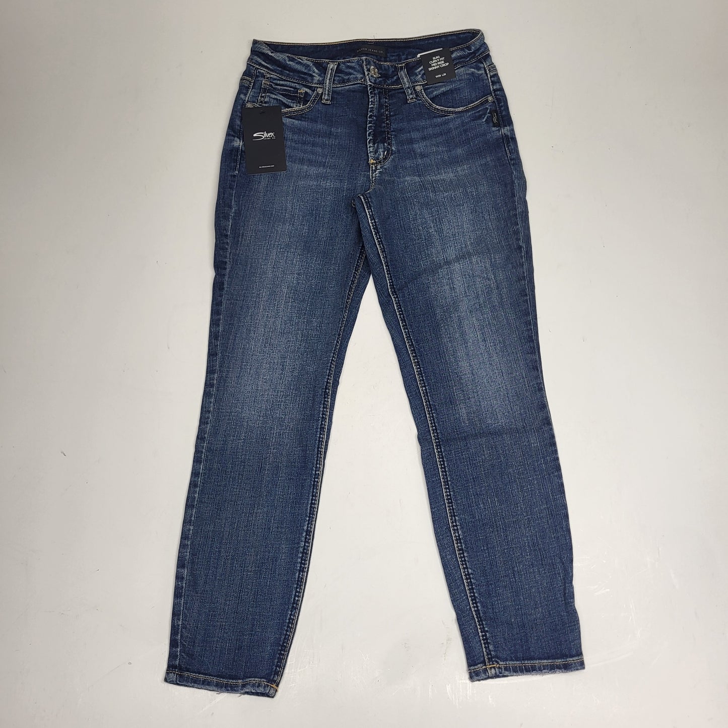 SILVER JEANS CO Suki Curvy Fit Mid Rise Skinny Crop Sz 29 Orlando L43975SCV384