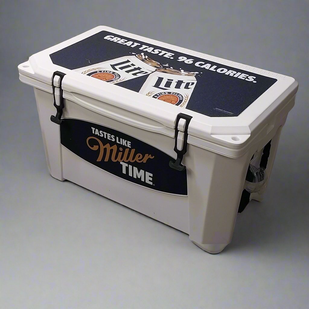 GRIZZLY 60 Cooler w/ "Tastes Like Miller Time" Advertising 60 Quart White (New)