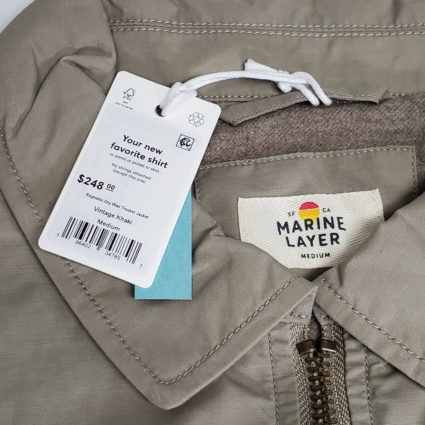 MARINE LAYER Reynolds Dry Wax Trucker Jacket Men's SZ Medium Vintage Khaki