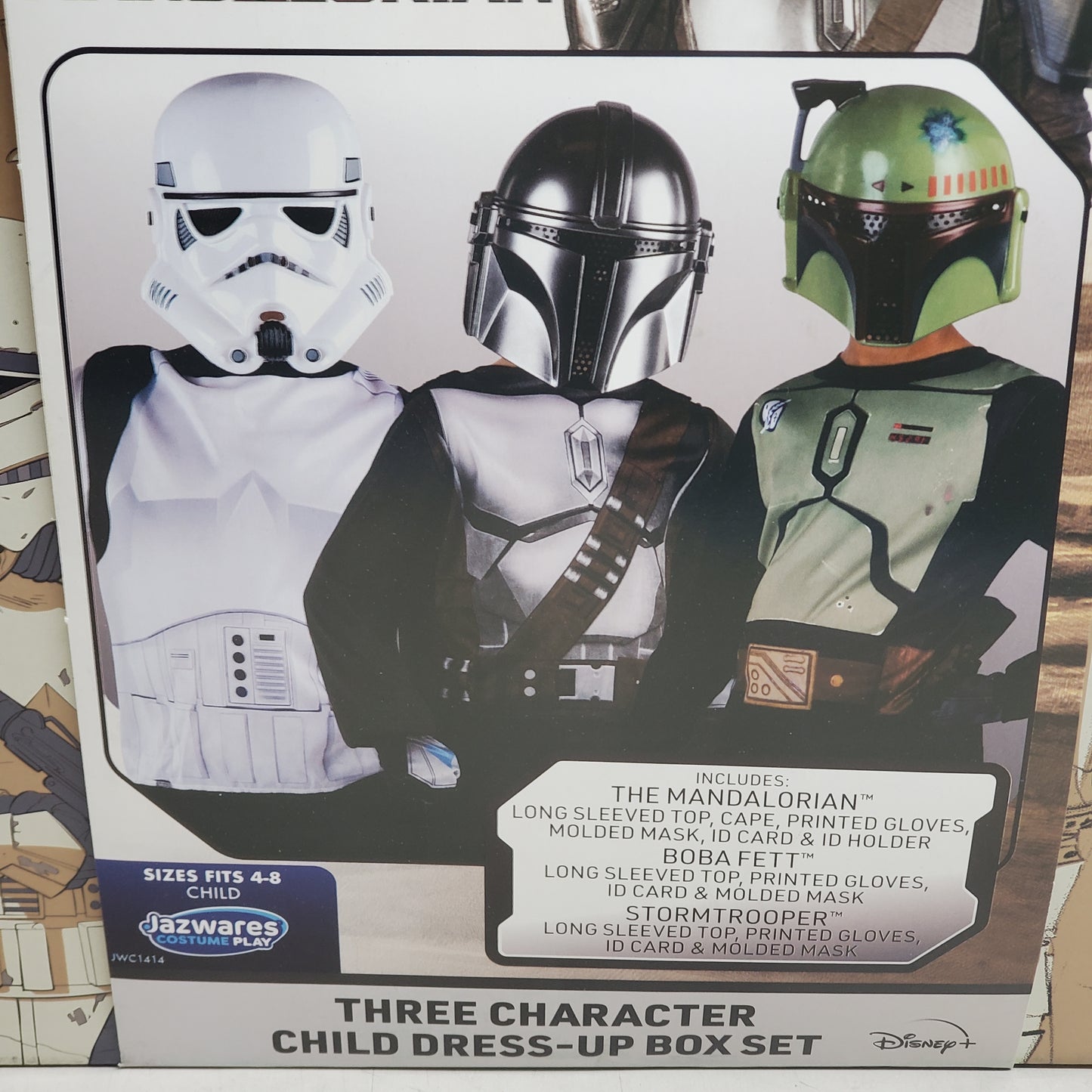 JAZWARES COSTUME PLAY Star Wars The Mandalorian 3 Character Child Dress Up Box Set SZ 4-8