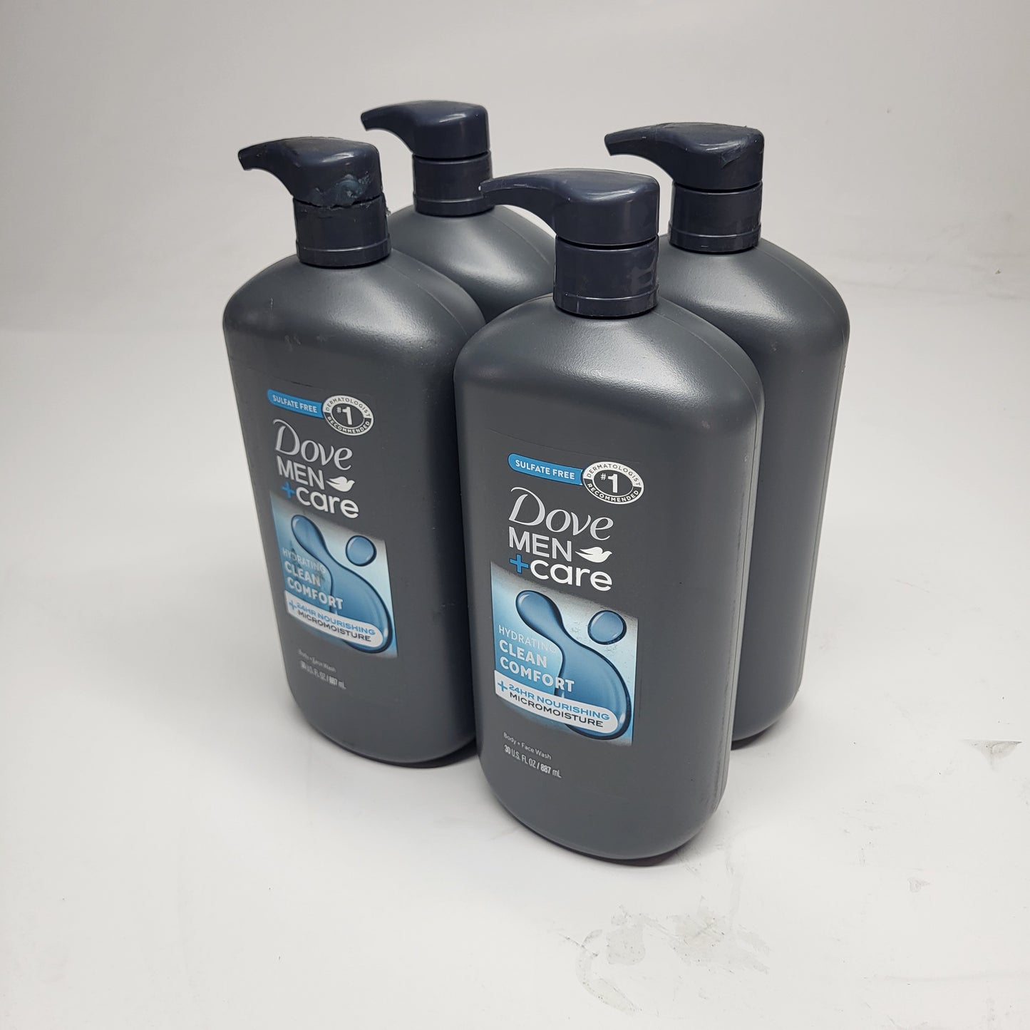 ZA@ DOVE (4 PACK) Men + Care Hydrating Clean Comfort Body + Face Wash (As Is)