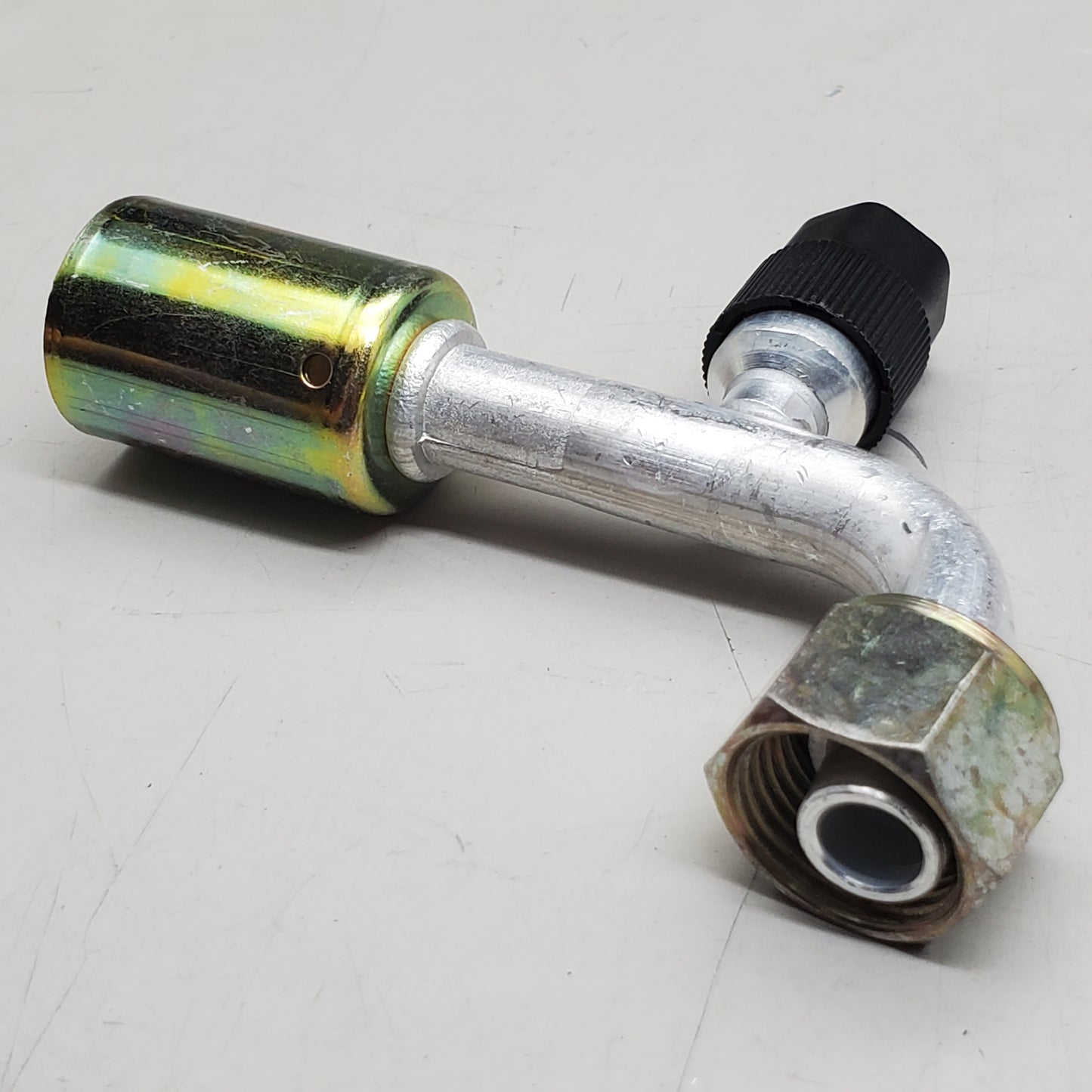 GA Beadlock A/C Fitting Crimp On Female O Ring  90 degree W 1/4" port