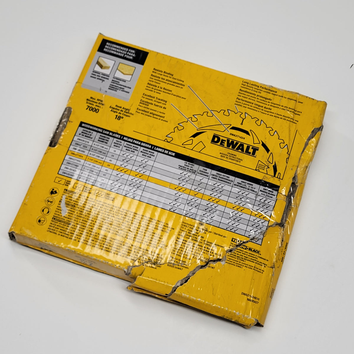 DEWALT (10 PACK) Rotating Saw Blades 24t   7.25in DWA271424B10 (Damaged Box)