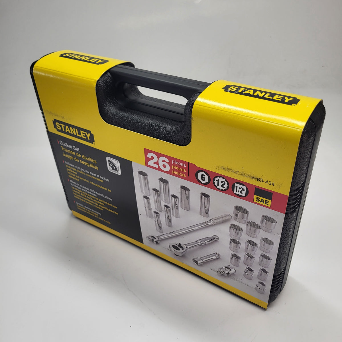 STANLEY High Quality Socket Set Mechanics Tools w/ Case 26 Pieces Black P85-434